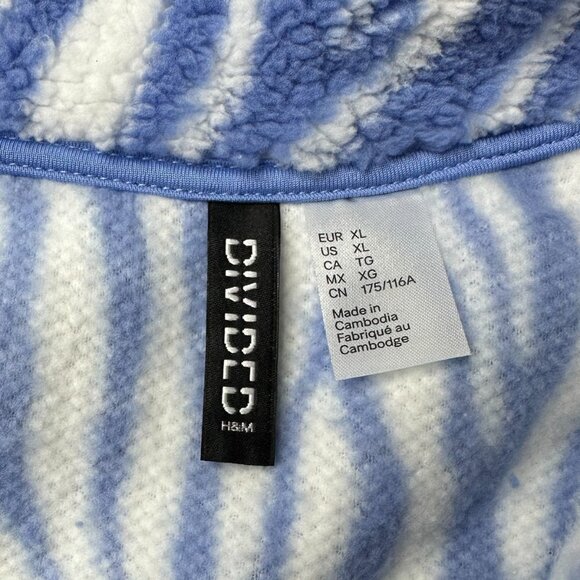 NEW H&M Zebra Fleece top Baby Blue Pockets! Half Zip Warm & Toasty XL So Cute - Picture 6 of 7